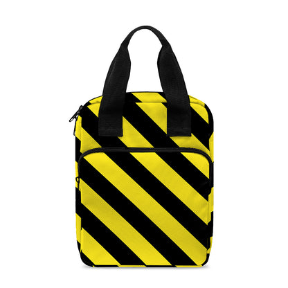 Black And Yellow Warning Striped Print Bible Tote Bag