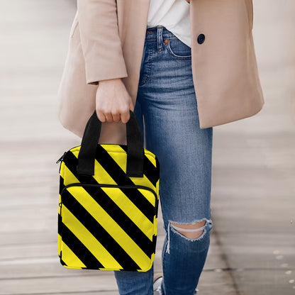 Black And Yellow Warning Striped Print Bible Tote Bag