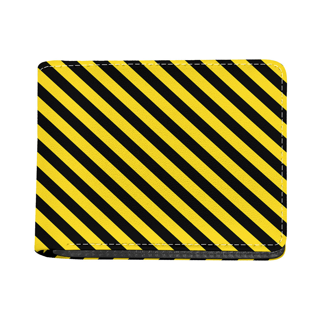 Black And Yellow Warning Striped Print Bifold Wallet