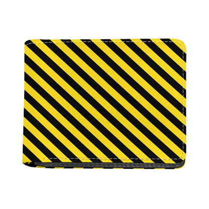 Black And Yellow Warning Striped Print Bifold Wallet