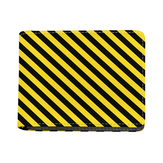Black And Yellow Warning Striped Print Bifold Wallet