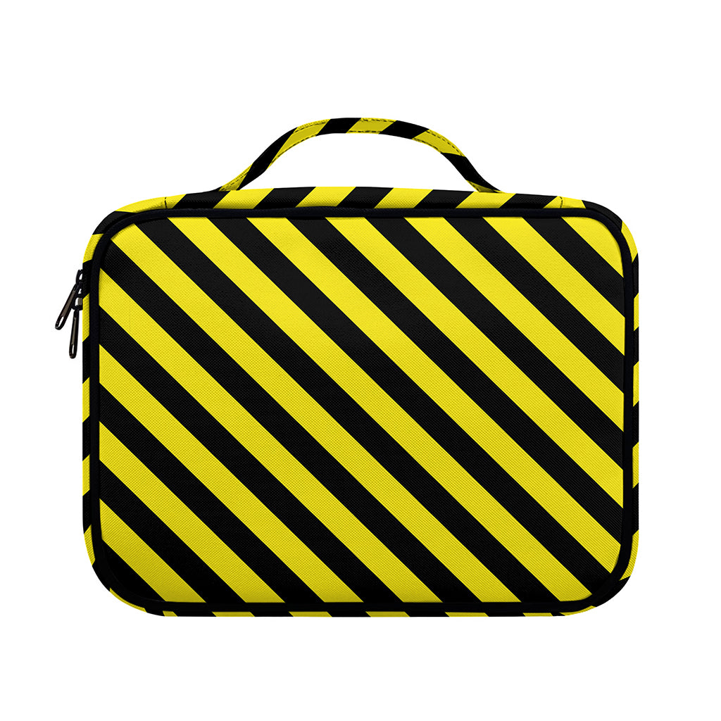 Black And Yellow Warning Striped Print Briefcase Bible Bag