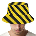 Black And Yellow Warning Striped Print Bucket Hat