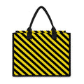 Black And Yellow Warning Striped Print Canvas Tote Bag
