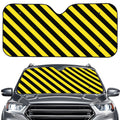 Black And Yellow Warning Striped Print Car Windshield Sun Shade