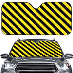 Black And Yellow Warning Striped Print Car Windshield Sun Shade