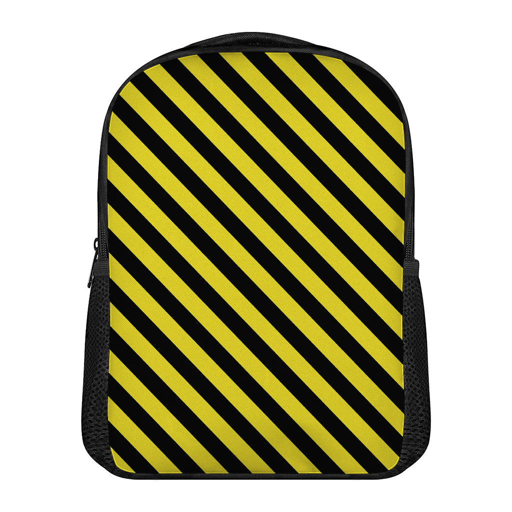 Black And Yellow Warning Striped Print Casual Backpack