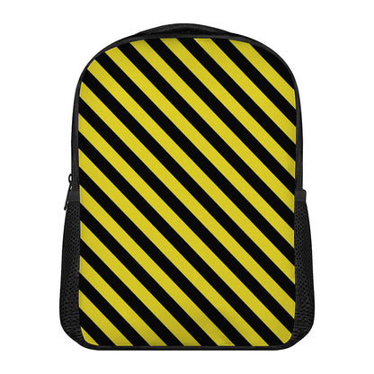 Black And Yellow Warning Striped Print Casual Backpack