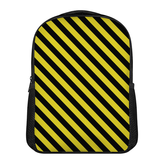 Black And Yellow Warning Striped Print Casual Backpack