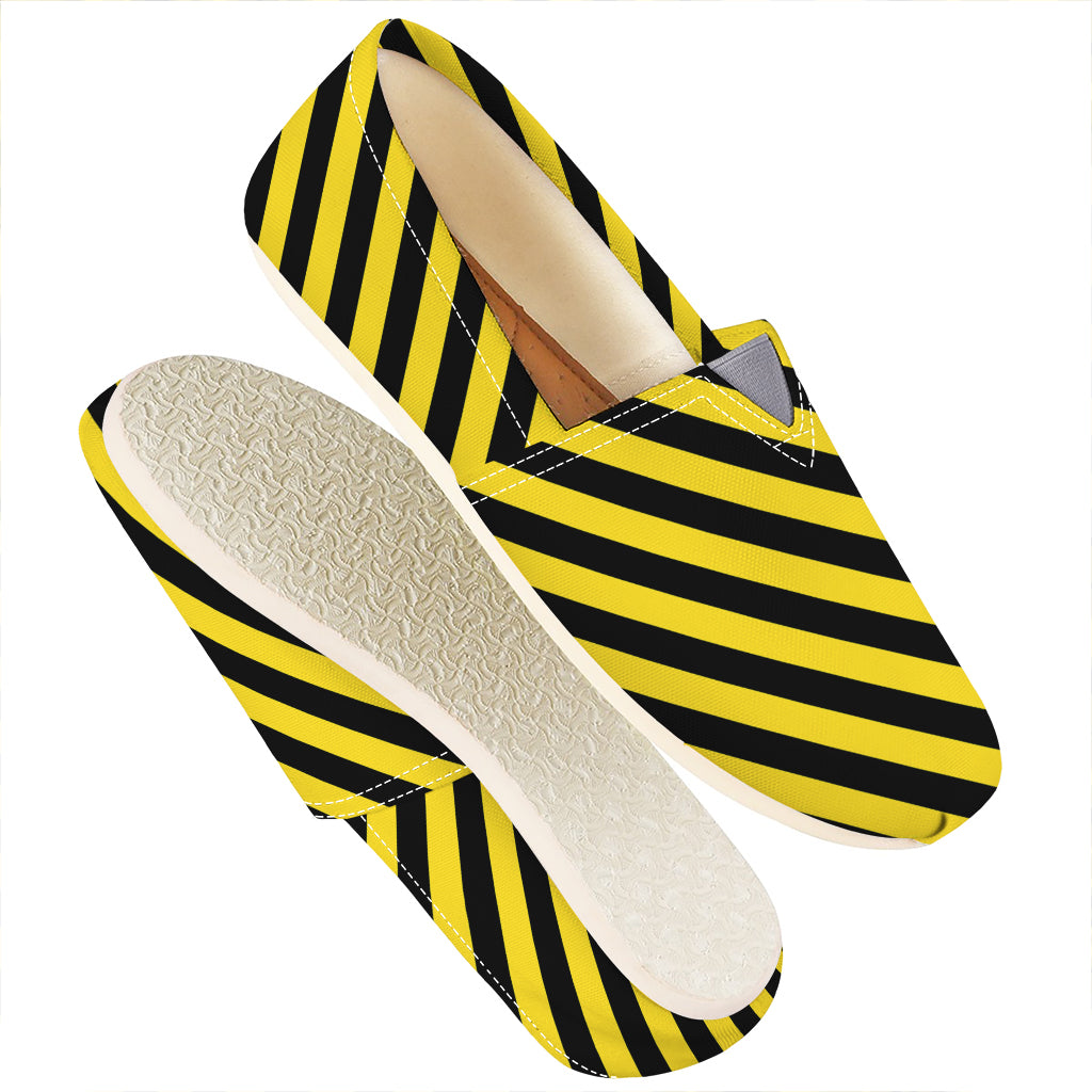 Black And Yellow Warning Striped Print Casual Shoes