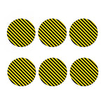 Black And Yellow Warning Striped Print Coaster Set