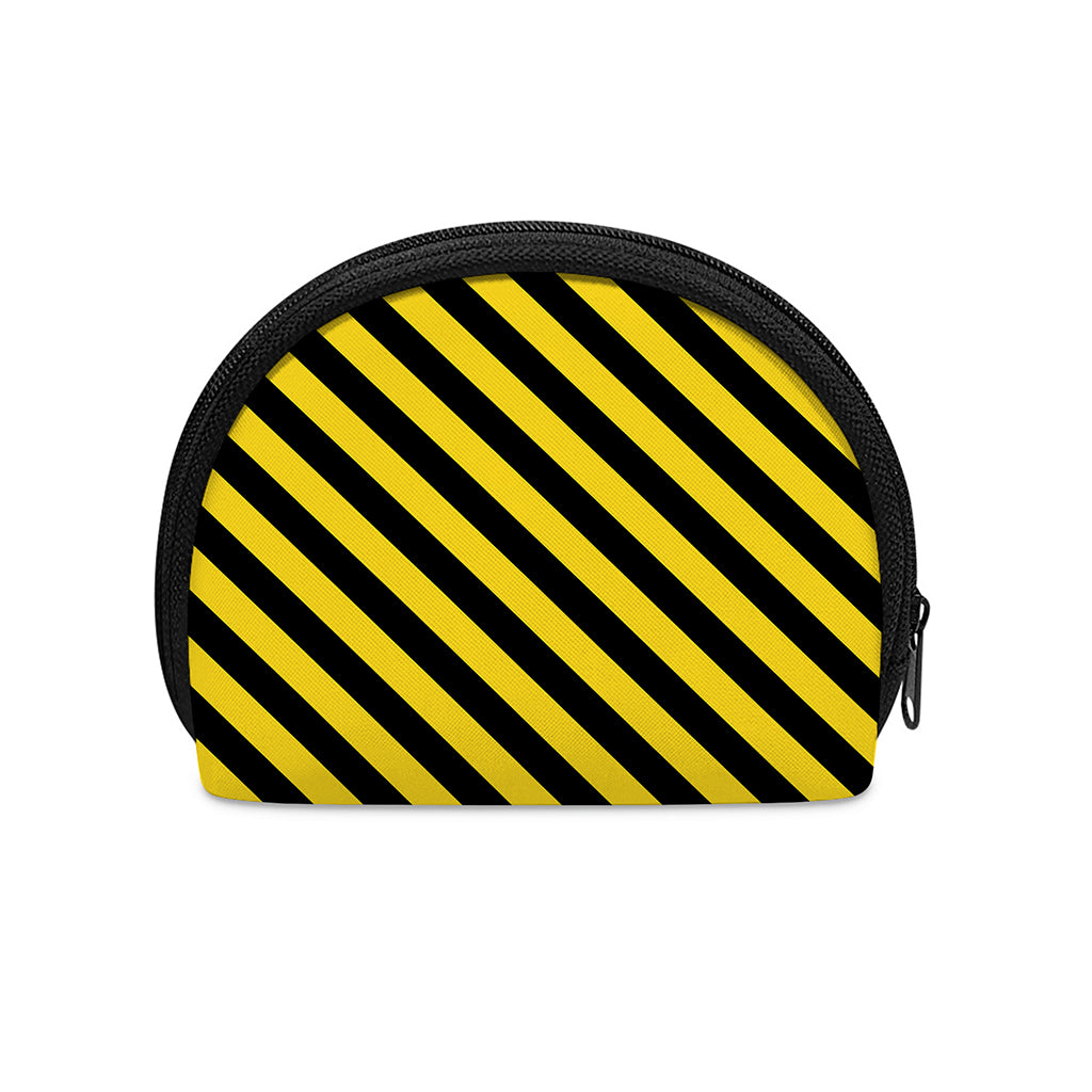 Black And Yellow Warning Striped Print Coin Purse