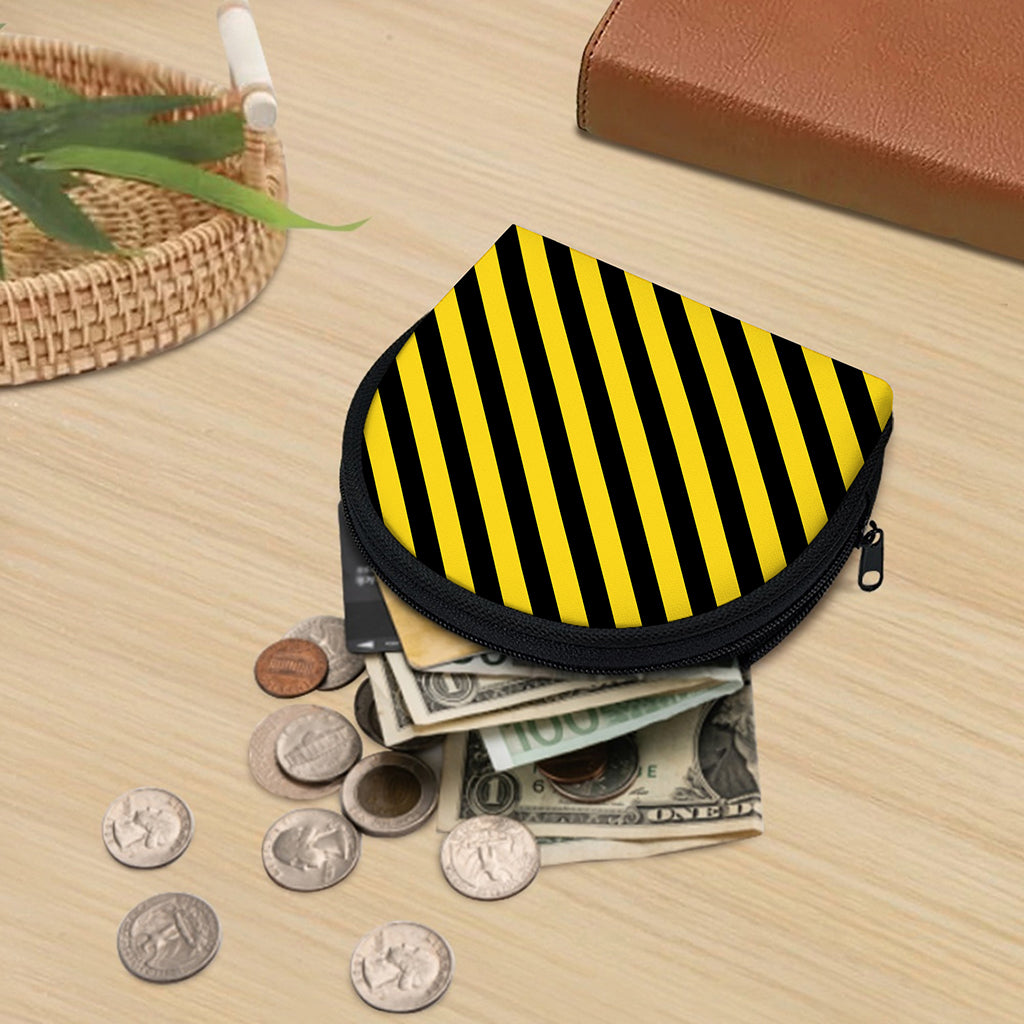 Black And Yellow Warning Striped Print Coin Purse