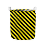 Black And Yellow Warning Striped Print Collapsible Laundry Basket