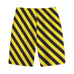 Black And Yellow Warning Striped Print Cotton Shorts