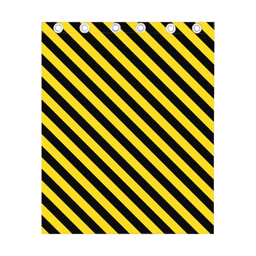 Black And Yellow Warning Striped Print Curtain