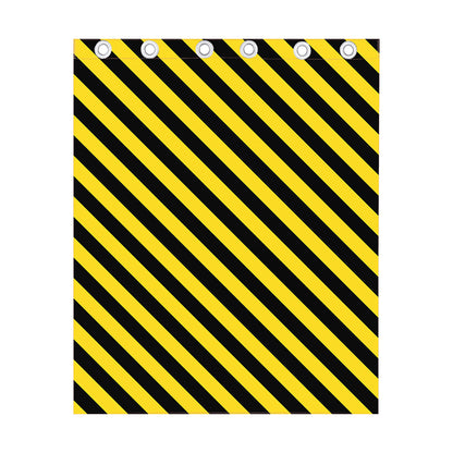 Black And Yellow Warning Striped Print Curtain