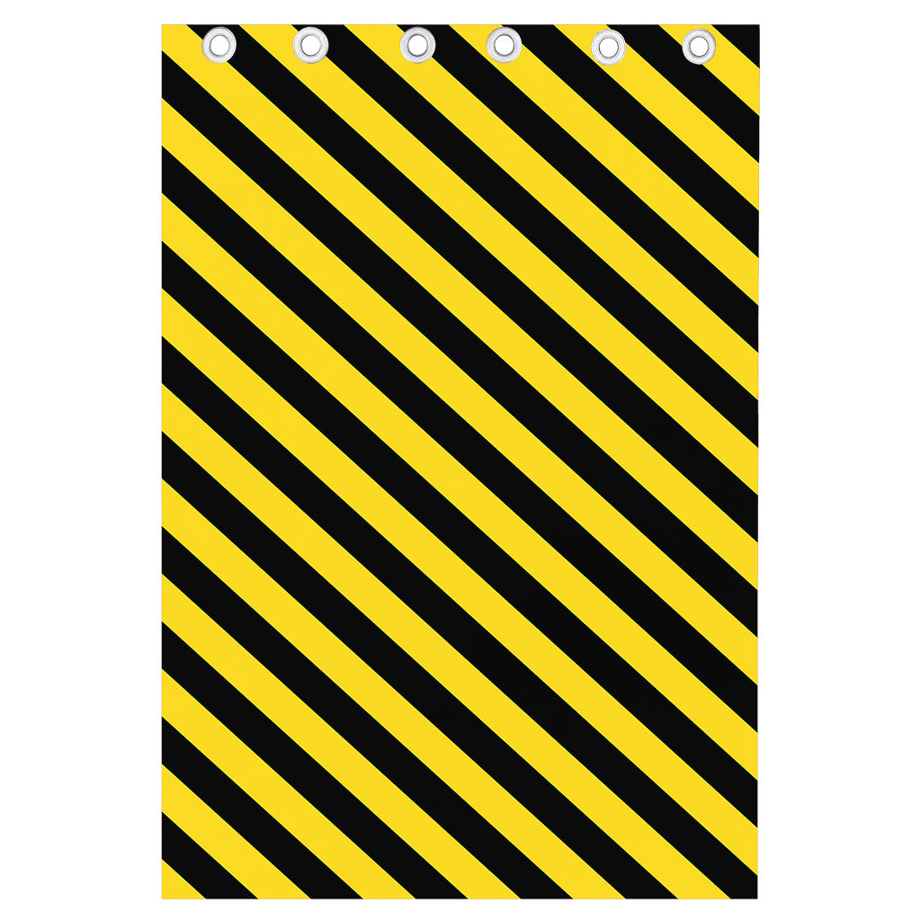 Black And Yellow Warning Striped Print Curtain