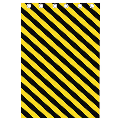 Black And Yellow Warning Striped Print Curtain