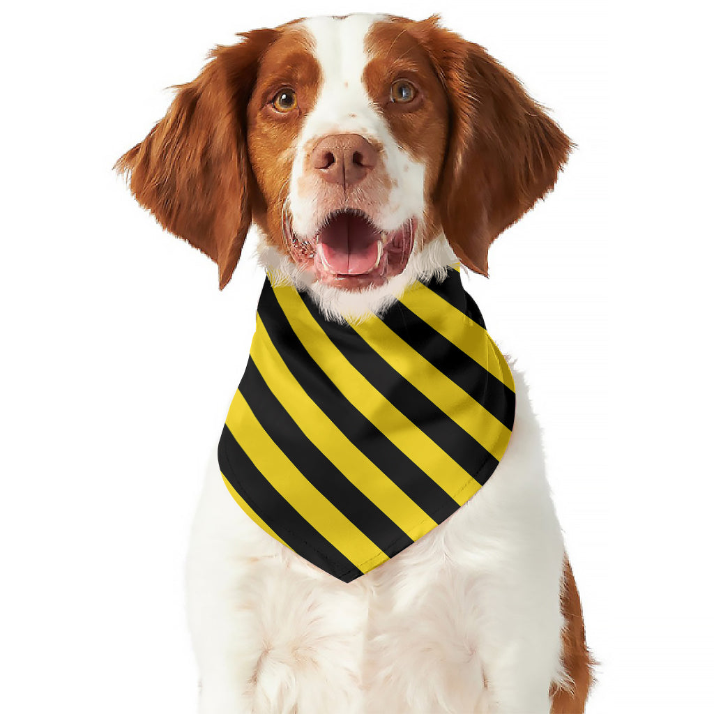 Black And Yellow Warning Striped Print Dog Bandana