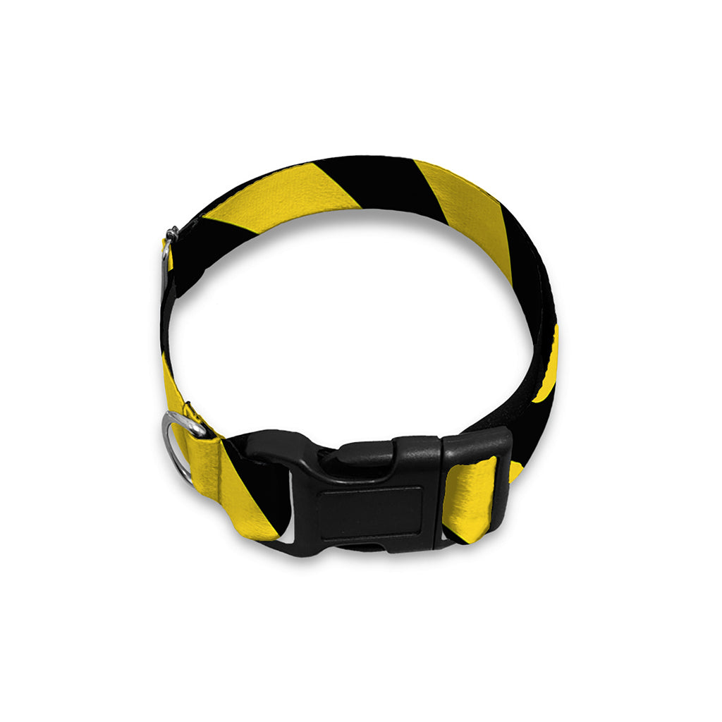 Black And Yellow Warning Striped Print Dog Collar