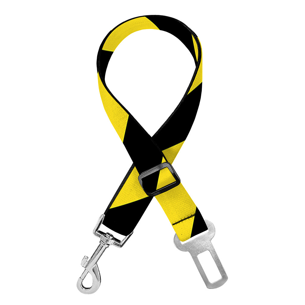 Black And Yellow Warning Striped Print Dog Seat Belt