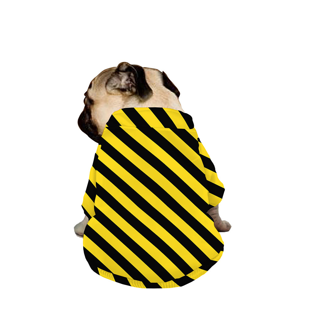 Black And Yellow Warning Striped Print Dog Zip Up Jacket