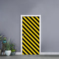 Black And Yellow Warning Striped Print Door Sticker