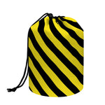 Black And Yellow Warning Striped Print Drawstring Makeup Bag