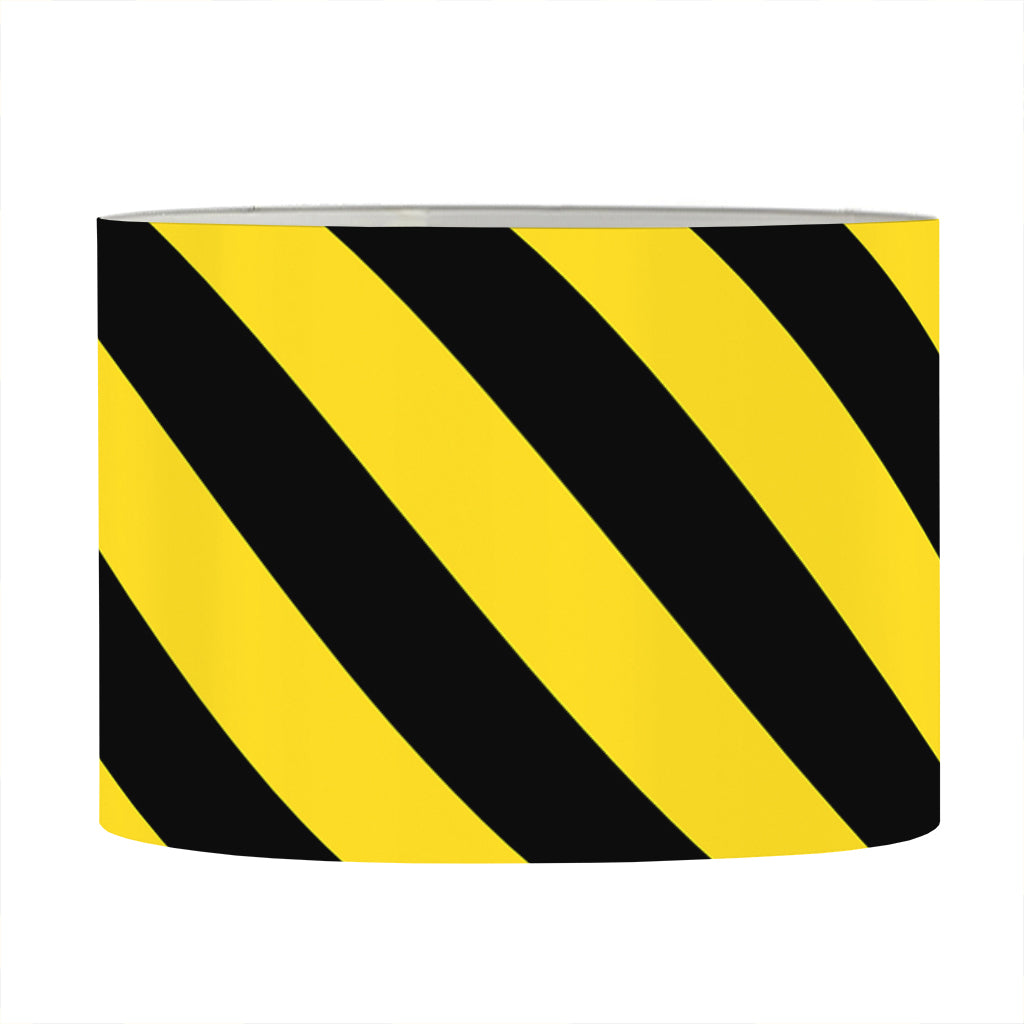 Black And Yellow Warning Striped Print Drum Lamp Shade