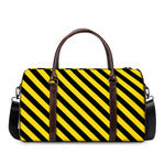 Black And Yellow Warning Striped Print Duffle Bag