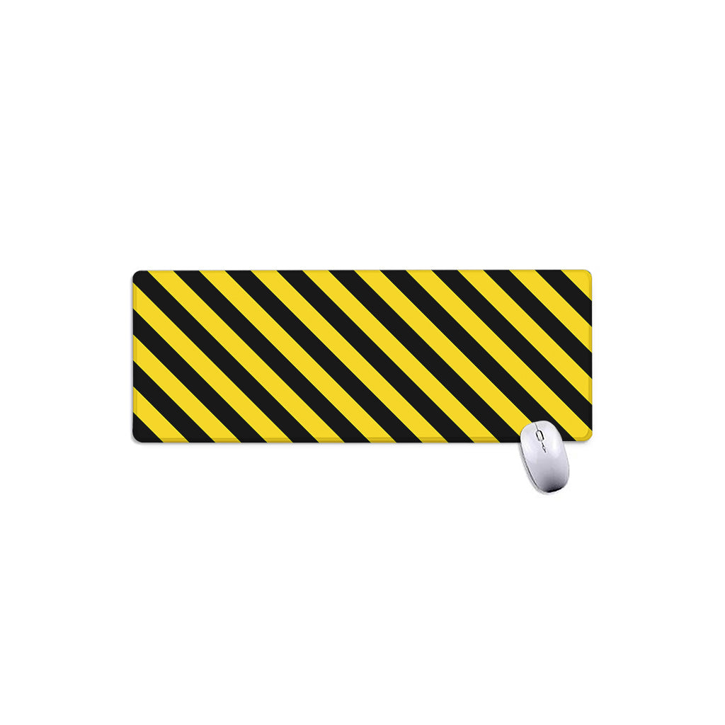 Black And Yellow Warning Striped Print Extended Mouse Pad