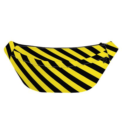 Black And Yellow Warning Striped Print Fanny Pack