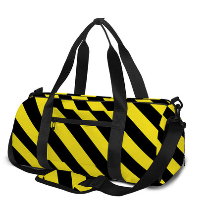 Black And Yellow Warning Striped Print Gym Bag