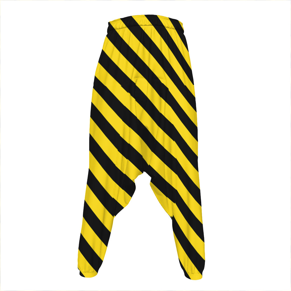 Black And Yellow Warning Striped Print Hammer Pants