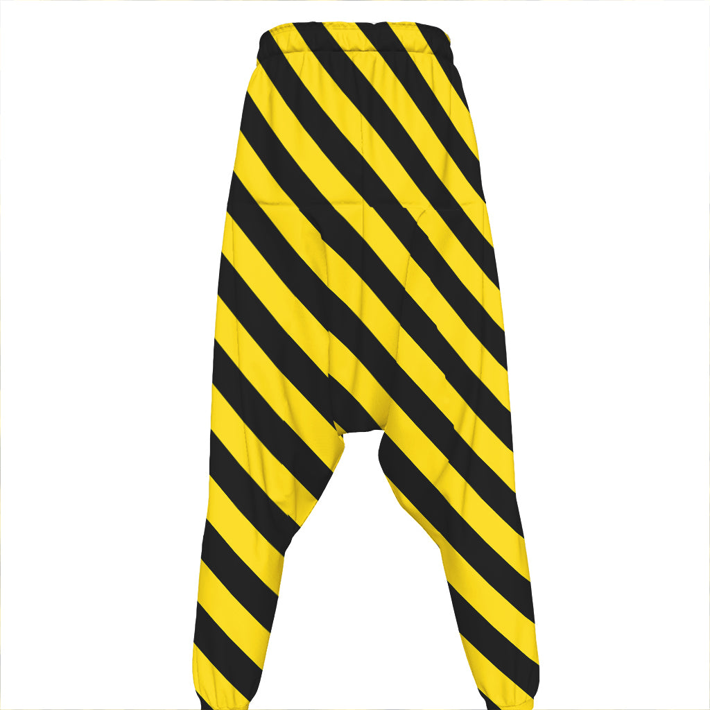 Black And Yellow Warning Striped Print Hammer Pants