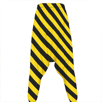 Black And Yellow Warning Striped Print Hammer Pants