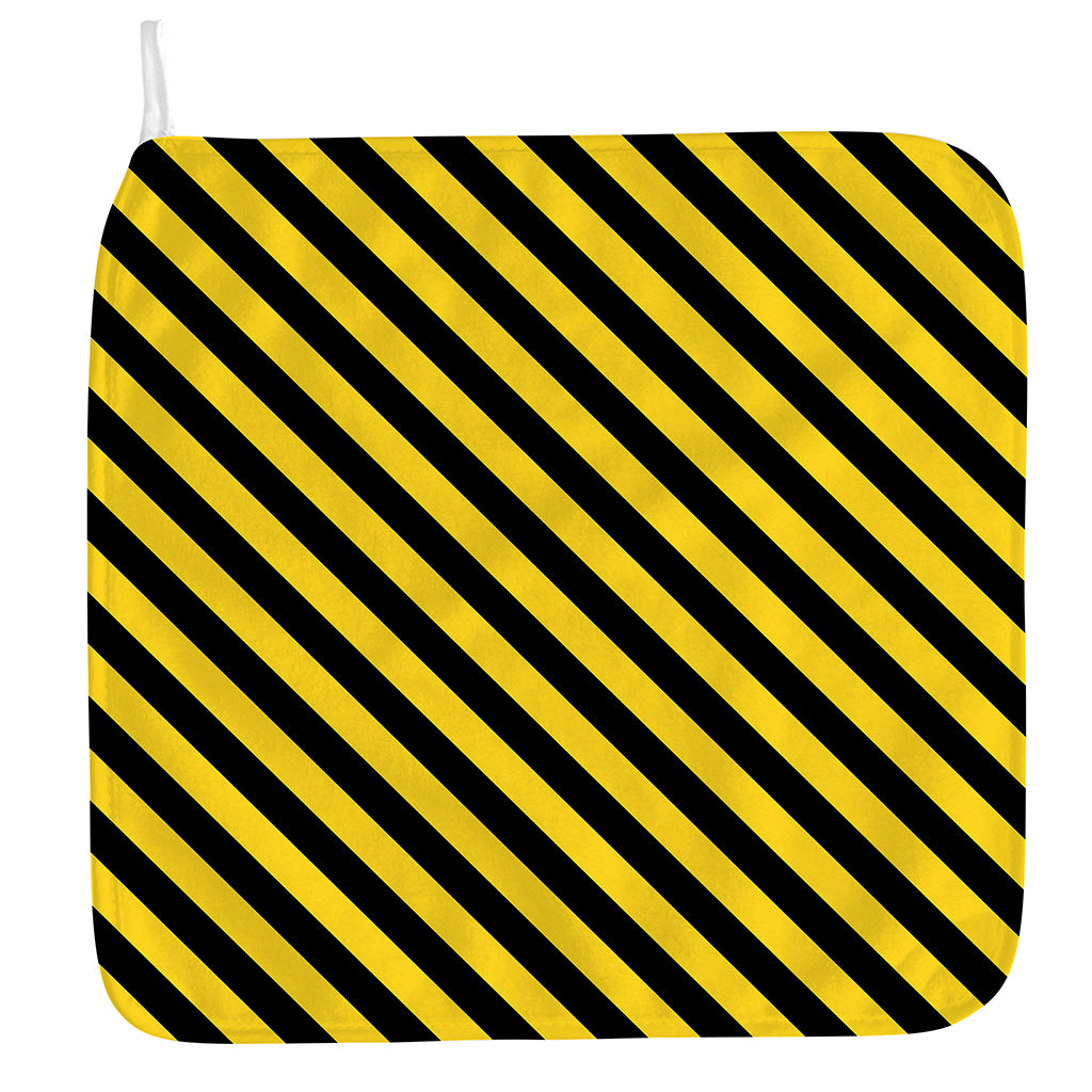 Black And Yellow Warning Striped Print Hand Towel