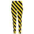 Black And Yellow Warning Striped Print High-Waisted Pocket Leggings
