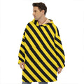 Black And Yellow Warning Striped Print Hoodie Blanket