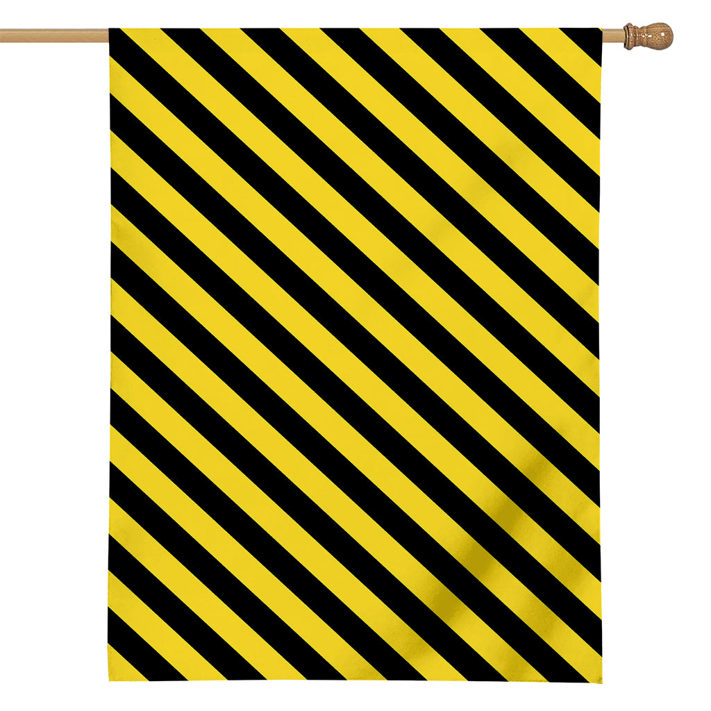 Black And Yellow Warning Striped Print House Flag