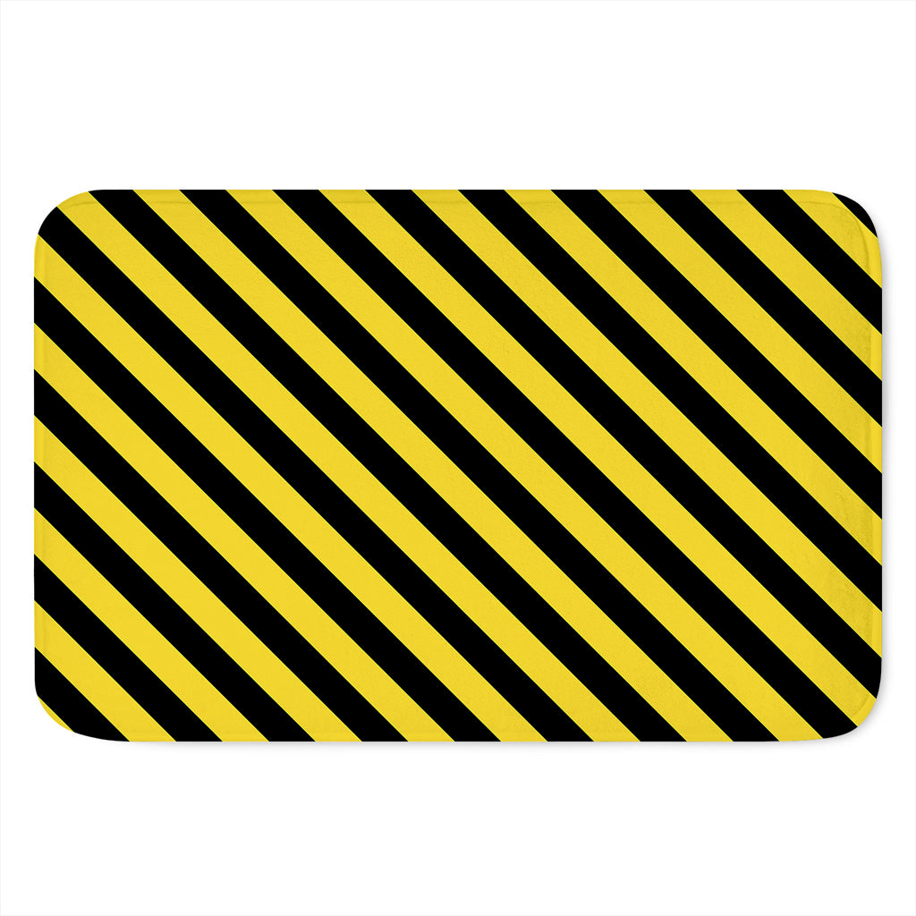 Black And Yellow Warning Striped Print Indoor Door Mat