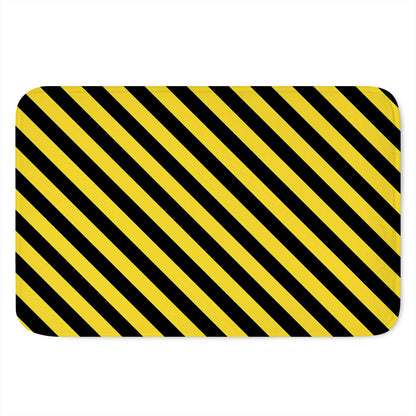 Black And Yellow Warning Striped Print Indoor Door Mat