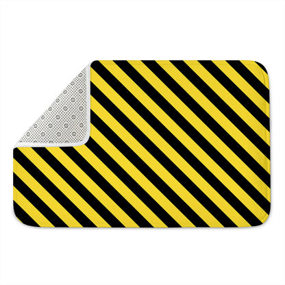 Black And Yellow Warning Striped Print Indoor Door Mat