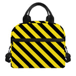 Black And Yellow Warning Striped Print Insulated Lunch Bag