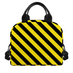 Black And Yellow Warning Striped Print Insulated Lunch Bag