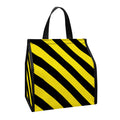 Black And Yellow Warning Striped Print Insulated Lunch Tote