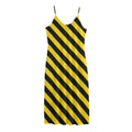 Black And Yellow Warning Striped Print Jersey Midi Cami Dress