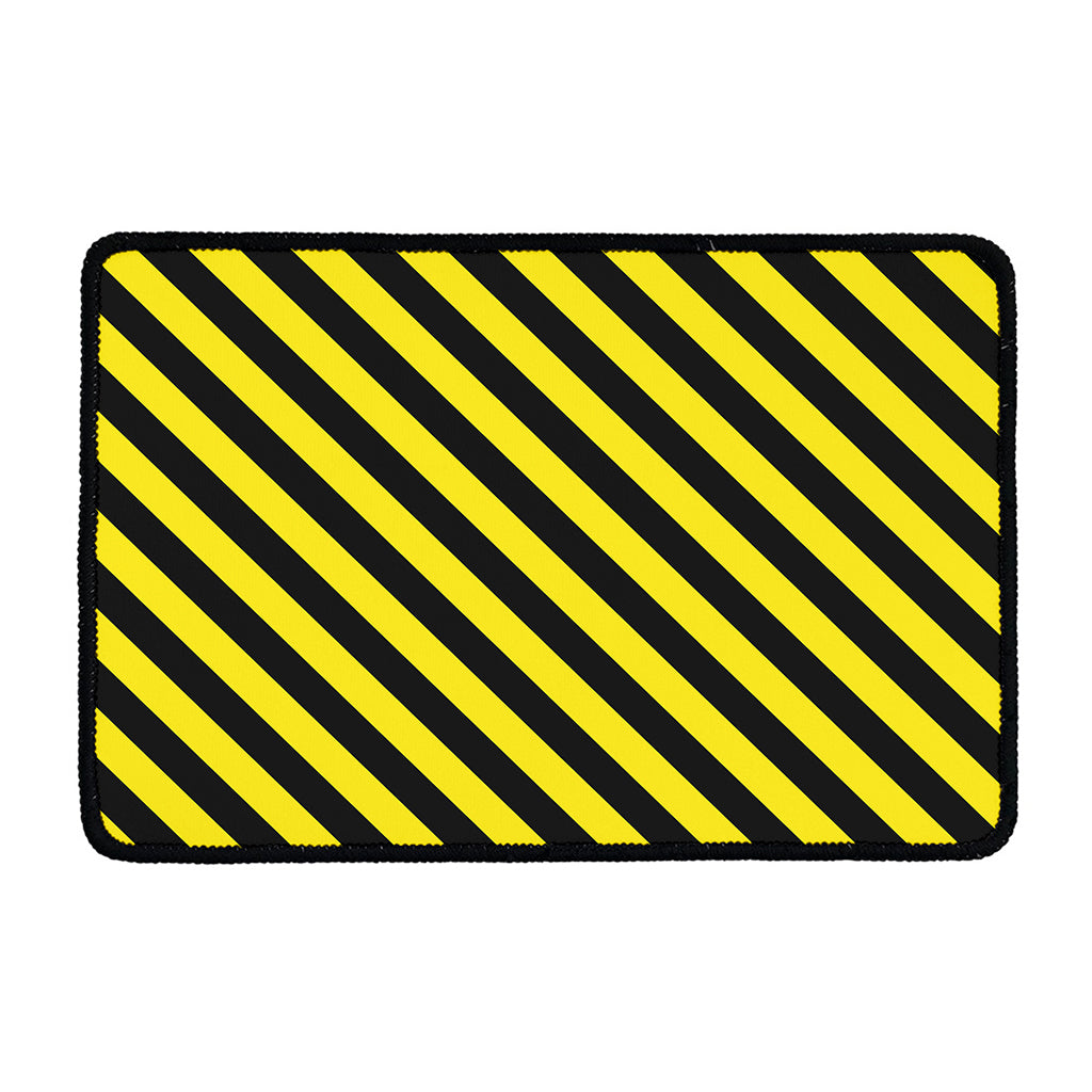 Black And Yellow Warning Striped Print Kitchen Mat