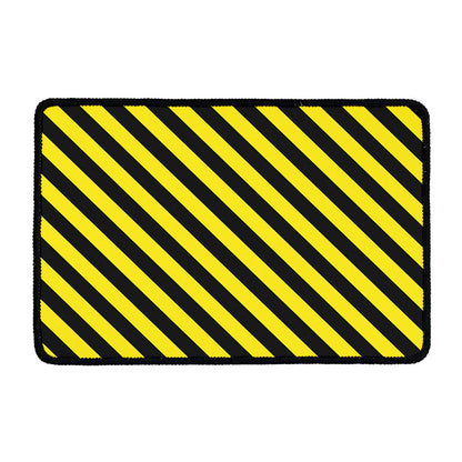 Black And Yellow Warning Striped Print Kitchen Mat